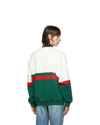 Gucci Off White And Red Zip Up Horsebit Sweatshirt