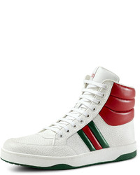 Gucci Contrast Padded Leather High Top Sneaker White