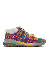 Gucci Purple And Blue Ultrapace Mid Top Sneakers