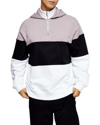 Topman Colorblock Quarter Zip Hoodie