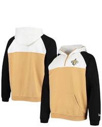 New Era Goldwhite New Orleans Saints Gametime Quarter Zip Hoodie Jacket