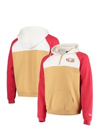 New Era Goldwhite San Francisco 49ers Gametime Quarter Zip Hoodie Jacket