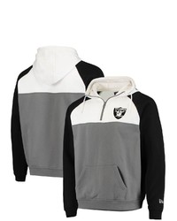 New Era Graywhite Las Vegas Raiders Gametime Quarter Zip Hoodie Jacket