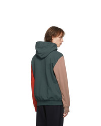 Comme des Garcons Homme Deux Green And Brown Colorblock Hoodie