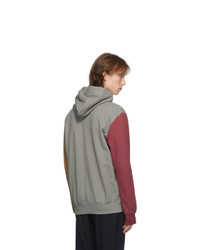 Comme des Garcons Homme Deux Grey And Red Colorblock Hoodie