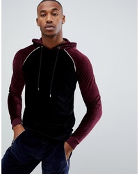 ASOS DESIGN Muscle Hoodie With Velour Colour Blocking