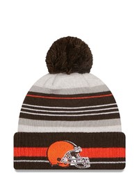 New Era Grayblack Cleveland Browns Cuffed Knit Hat With Pom At Nordstrom
