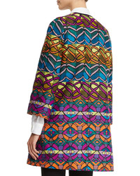 Etro Tribal Striped A Line Coat Green