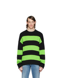 Balenciaga Black And Green Stripe Crewneck Sweater