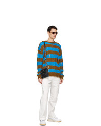 Andersson Bell Blue And Brown Knit Destroyed Sweater