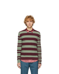 Marni Burgundy And Green Striped Sweater