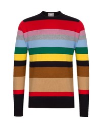 John Smedley Carlton Stripe Crewneck Sweater In Multi At Nordstrom