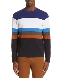 Z Zegna Colorblock Crewneck Cotton Sweater