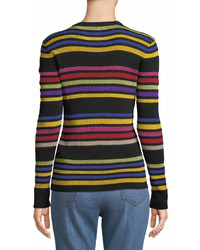 Etro Crewneck Metallic Multicolor Striped Knit Sweater