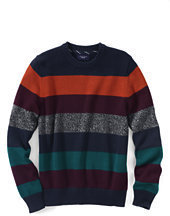 Classic Drifter Cotton Stripe Crew Sweater Midnight Burgundy4xlt