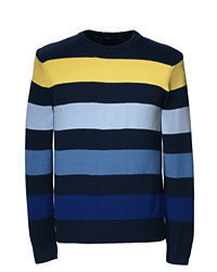 Classic Drifter Cotton Stripe Crew Sweater  Navy4xlt