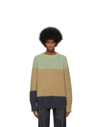 Jil Sanderand Green And Beige Mohair Crewneck Sweater