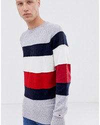 tommy jeans colourblock stripe crew neck sweatshirt