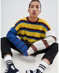 ASOS DESIGN Knitted Stripe Jumper In Yellow