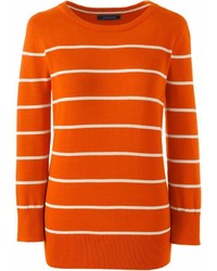 Lands' End Landsend Plus Size Supima Cotton 34 Sleeve Stripe Sweater