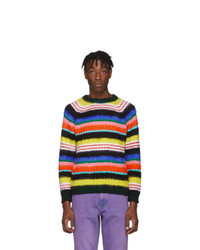 AGR Multicolor Brushed Mohair Striped Sweater