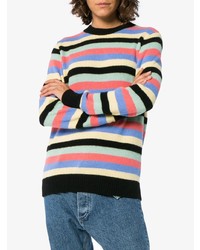 The Elder Statesman Multicolour Stripe Round Neck Cashmere Sweater Unavailable