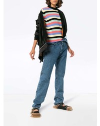 The Elder Statesman Multicolour Stripe Round Neck Cashmere Sweater Unavailable
