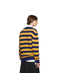 Loewe Navy And Yellow Cashmere Stripe Sweater