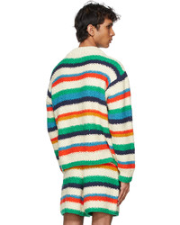 The Elder Statesman Off White Varied Stripe Sweater