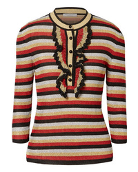 Philosophy di Lorenzo Serafini Ruffled Striped Lurex Sweater