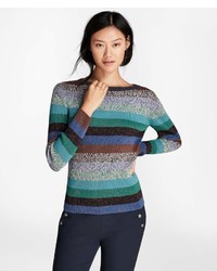 Brooks Brothers Shimmer Stripe Rib Knit Sweater