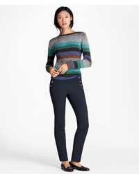 Brooks Brothers Shimmer Stripe Rib Knit Sweater