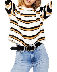 Topshop Stripe Cut Sew Sweater
