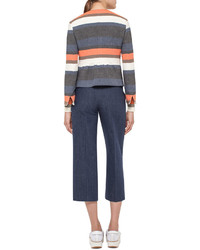 Akris Punto Stripe Ribbed Wool Sweater Multi
