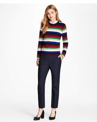Brooks Brothers Striped Rib Knit Merino Wool Sweater