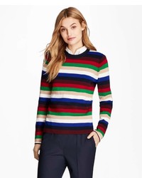 Brooks Brothers Striped Rib Knit Merino Wool Sweater