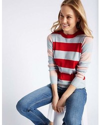 Marks and Spencer Striped Round Neck Long Sleeve Jumper