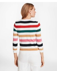 Brooks Brothers Striped Shimmer Knit Sweater