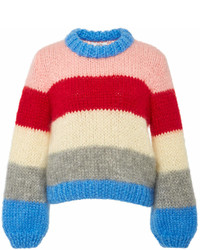 Ganni The Julliard Striped Mohair And Wool Blend Sweater