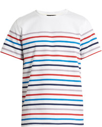 Multi colored Horizontal Striped Crew-neck T-shirt