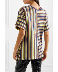 MARQUES ALMEIDA 7 For All Mankind Asymmetric Striped Ribbed Cotton Jersey T Shirt