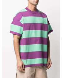 MSGM Embroidered Logo Striped T Shirt