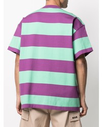 MSGM Embroidered Logo Striped T Shirt