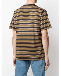 Études Etudes Striped Logo Print Cotton T Shirt