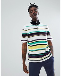 ASOS DESIGN Knitted Stripe Turtle Neck T Shirt With Zip