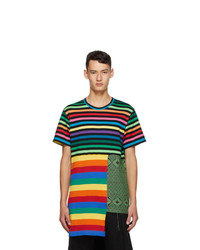 Comme Des Garcons Homme Plus Multicolor Striped Patchwork T Shirt