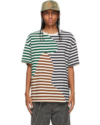 Brain Dead Off White Paneled Striped T Shirt