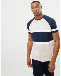 ASOS DESIGN Relaxed Raglan T Shirt With Contrast Body Panel In Biege