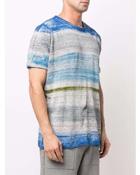 Avant Toi Striped Print Linen T Shirt