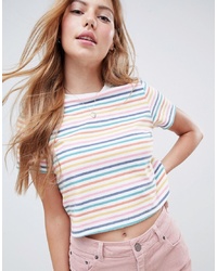 ASOS DESIGN Towelling Crop T Shirt In Stripe